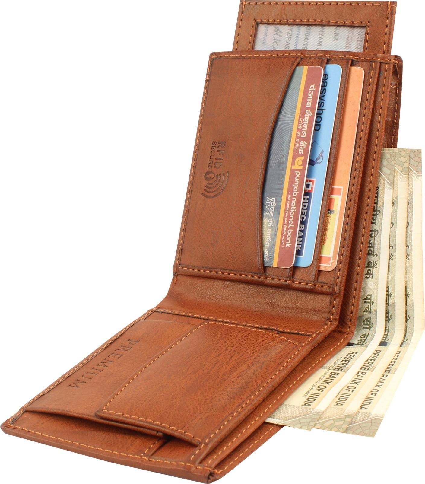 SAMTROH Men Formal Tan Artificial Leather Wallet (8 Card Slots)