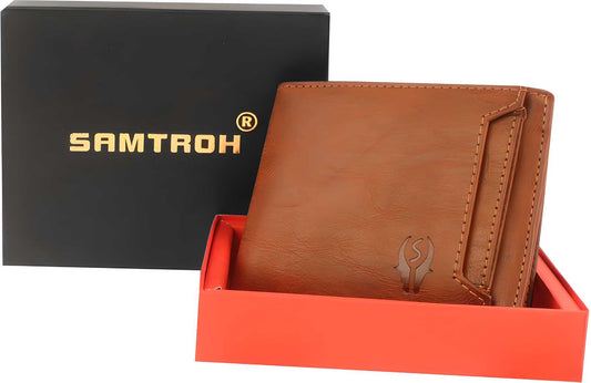 SAMTROH Men Formal Tan Artificial Leather Wallet (8 Card Slots)