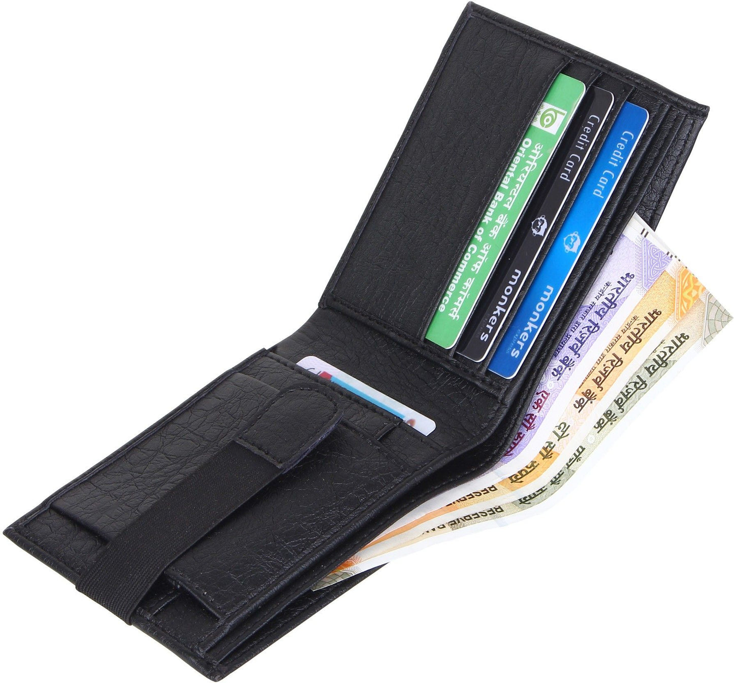 SAMTROH Men Black Artificial Leather Wallet (5 Card Slots)